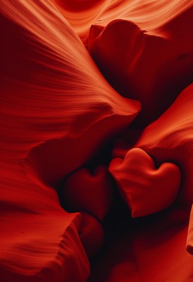 Unique heart shapes formed in red sandstone formations