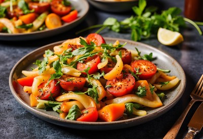 Delicious salad made with fresh tomatoes and herbs