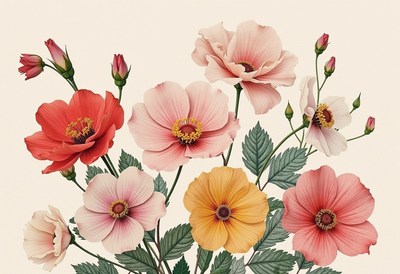 Pastel floral arrangement with assorted blossoms