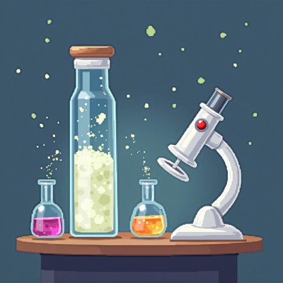 Chemical experiments take place with colorful liquids