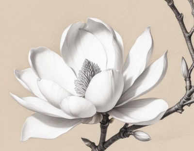 Beautiful white magnolia flower in springtime bloom