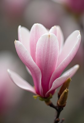 Pink magnolia flower in bloom during spring season