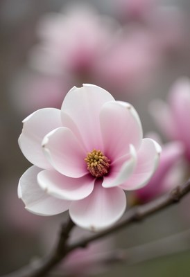 Magnolia bloom in soft pink hues during springtime