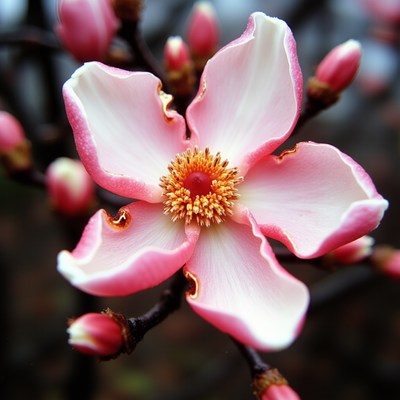 Beautiful pink flower in full bloom during spring season