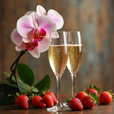 Elegant celebration with sparkling drinks and flowers