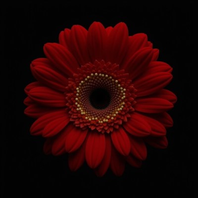 Vibrant red flower captured against a black background