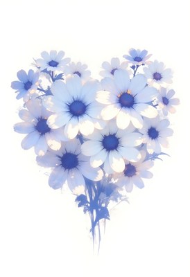 Beautiful heart-shaped bouquet of blue flowers