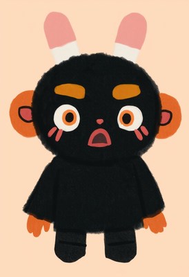 Cute cartoon rabbit with a surprised look