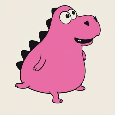 Cute cartoon dinosaur with big eyes in simple design