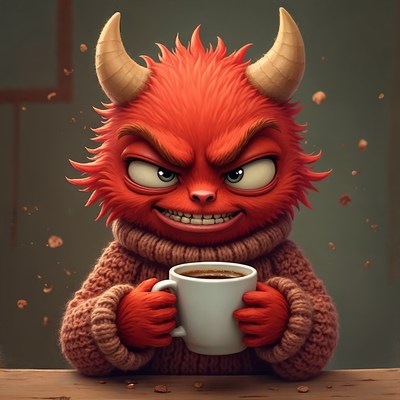 Friendly creature enjoying coffee in cozy setting