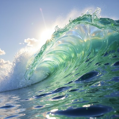 Waves crashing near the shore during sunset