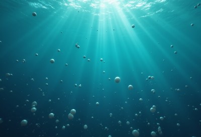 Exploring serene underwater bubbles in deep ocean water