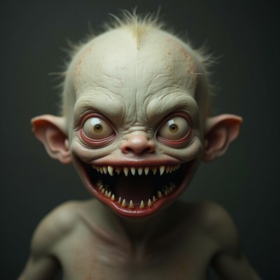 Creepy baby monster screaming