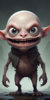 Fantasy creature standing in mountainous environment