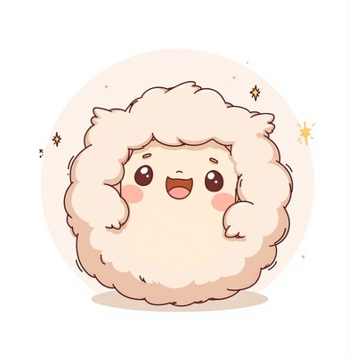 Cute cartoon sheep character with fluffy appearance