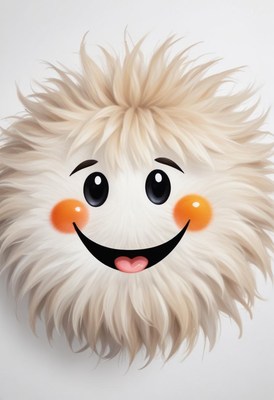Joyful fluffy character with a cheerful expression