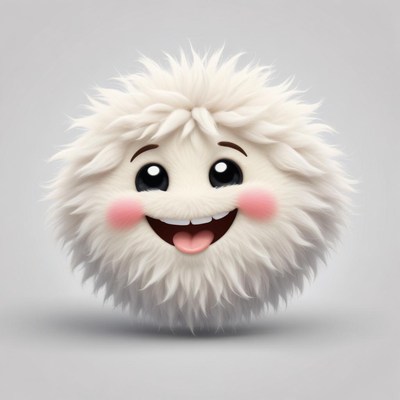 Cute fluffy character with a cheerful expression