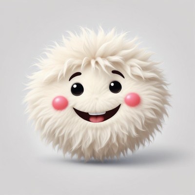 Friendly fluffy character with a cheerful expression