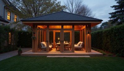 Cozy outdoor gazebo inviting evening relaxation