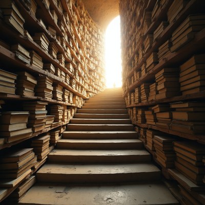 Stairway to knowledge in an ancient library