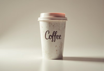 Warm coffee cup on a light background