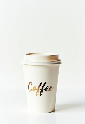 Coffee cup with stylish lettering on a white background
