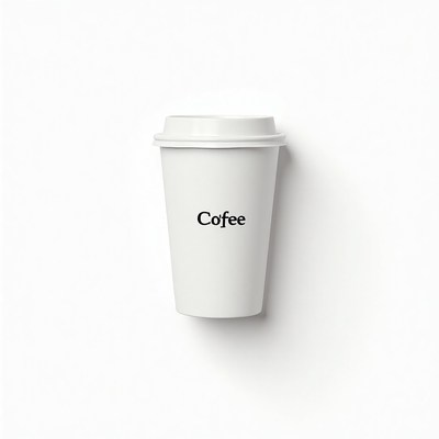 Coffee served in a white cup on a plain background