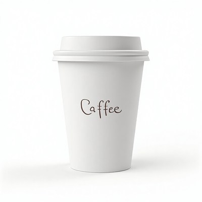 Hot drink in a simple paper cup with a label