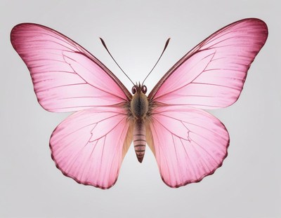 Pink butterfly on gray background
