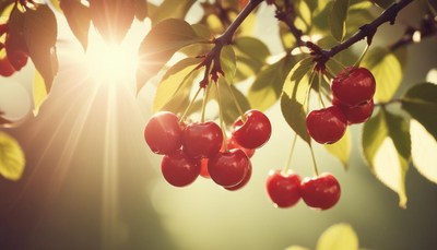 Morning sunlight illuminates cherry blossoms in spring