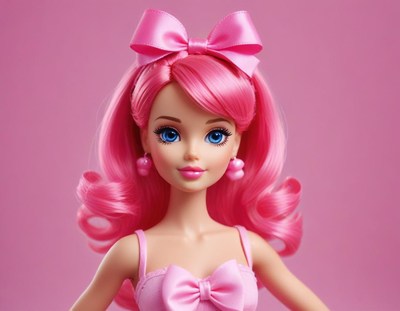 Bright pink doll with stylish hair and accessories