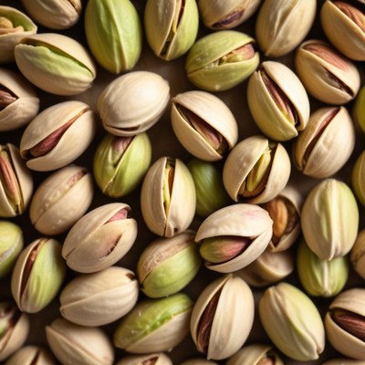 Pistachios arranged beautifully on a flat surface