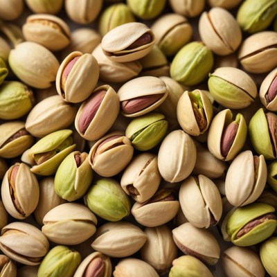 Pistachio nuts arranged in a natural setting