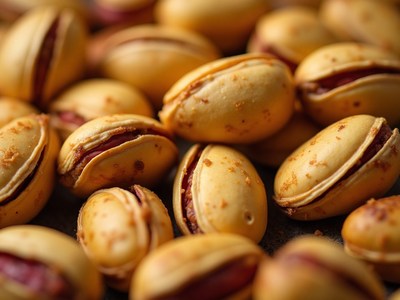 Pistachios placed closely together in natural setting