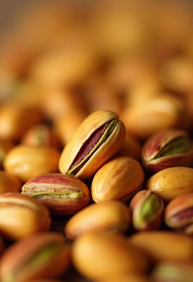 Delicious pistachios in a close-up view