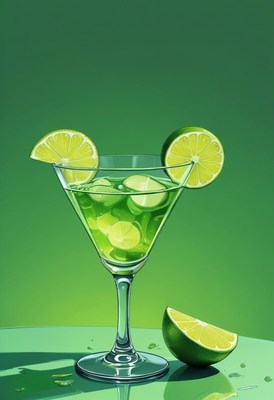 Fresh lime cocktail garnished with citrus slices