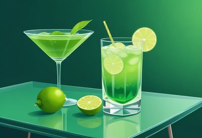 Refreshing green cocktails on a stylish table setting