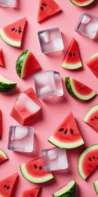 Refreshing summer mix of watermelon and ice cubes