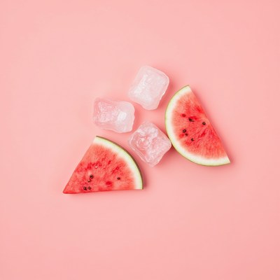 Chilled watermelon on a pink backdrop