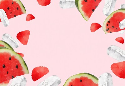 Watermelon slices and ice cubes create vibrant summer design