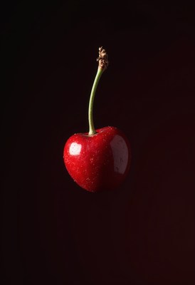 Cherry in dark background for dramatic effect