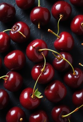 Cherries on dark background, ready for dessert