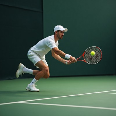 Professional tennis player performs a forehand return shot