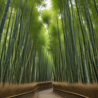 Bamboo forest pathway invites peaceful exploration