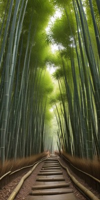 Bamboo forest path invites peaceful exploration