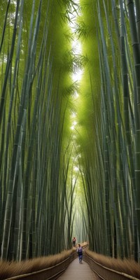 Explore a tranquil bamboo forest path in japan