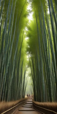 Bamboo forest pathway invites exploration and serenity