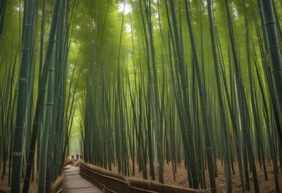 Walk through a serene bamboo forest in daylight
