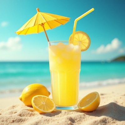 Lemonade refreshment on a sunny beach day
