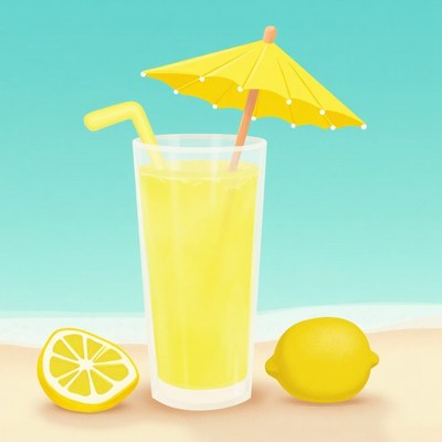 Enjoying a refreshing lemon drink on a sunny beach